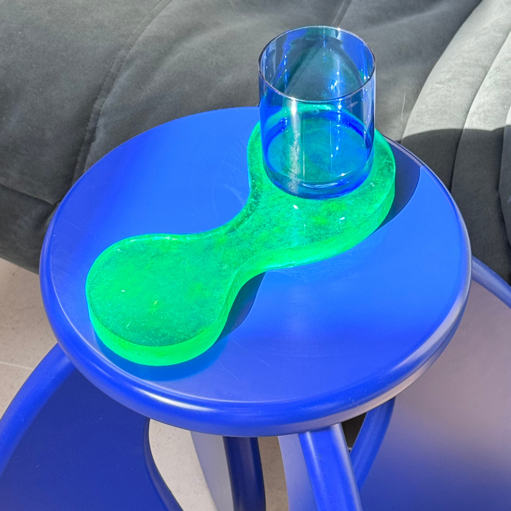 The 2 Drinks Coaster in green recycled plastic