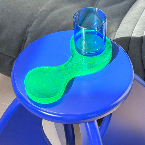 The 2 Drinks Coaster in green recycled plastic