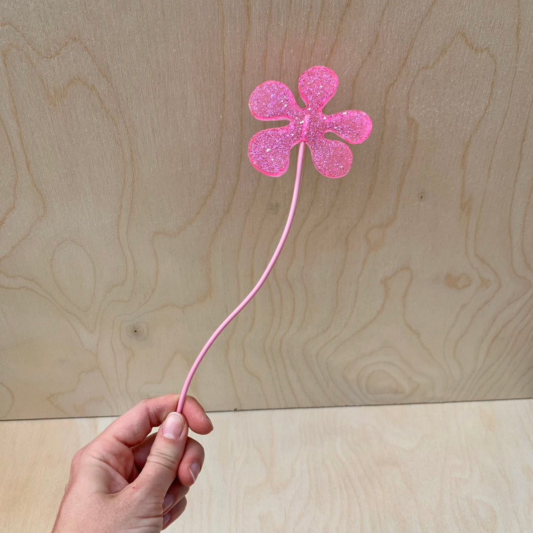 Pink Glitter Flower (Pink Stem)