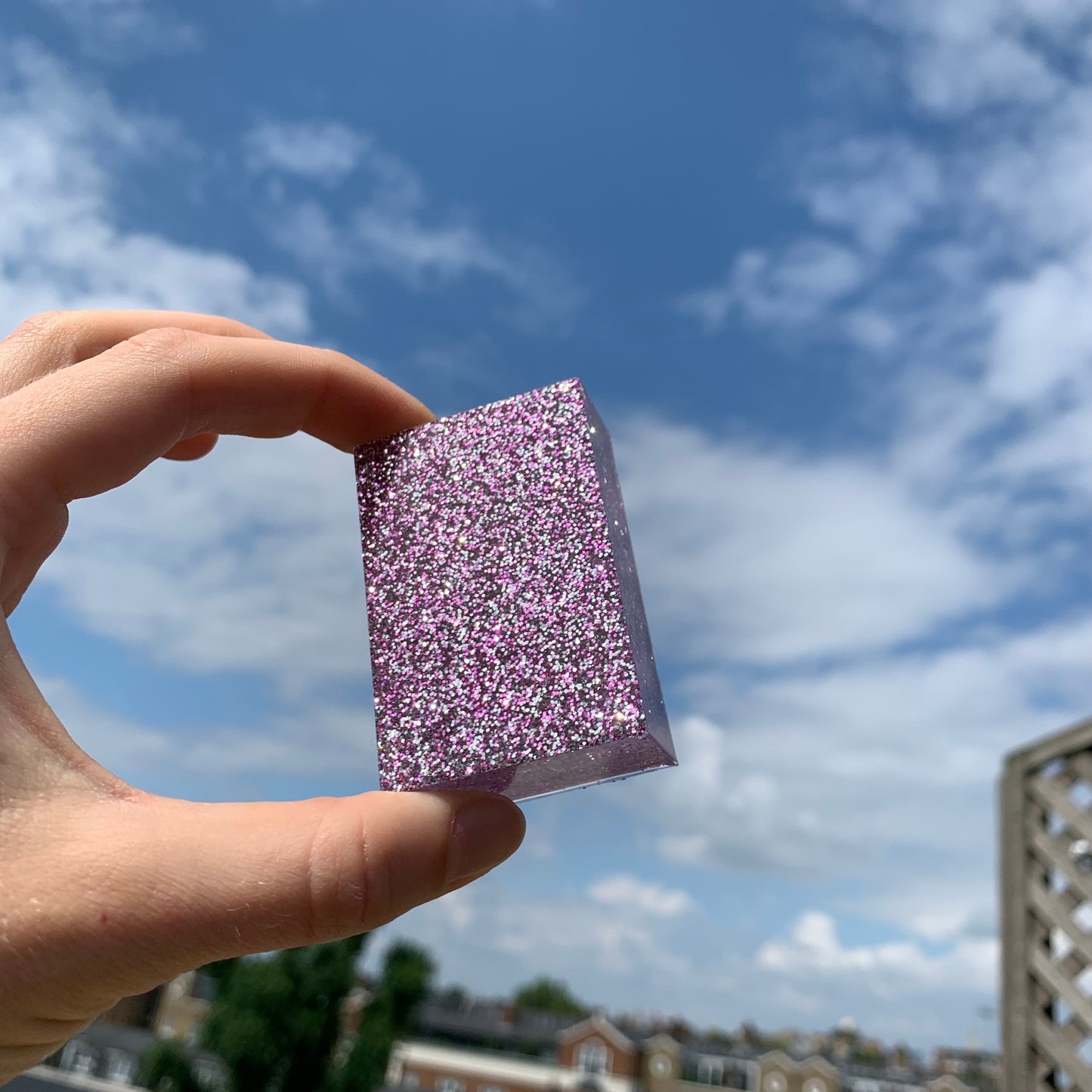 Pink Glitter Cube (small)