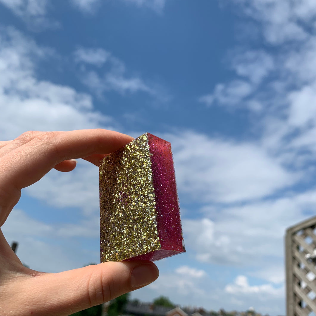 Pink & Gold Glitter Cube (Small)