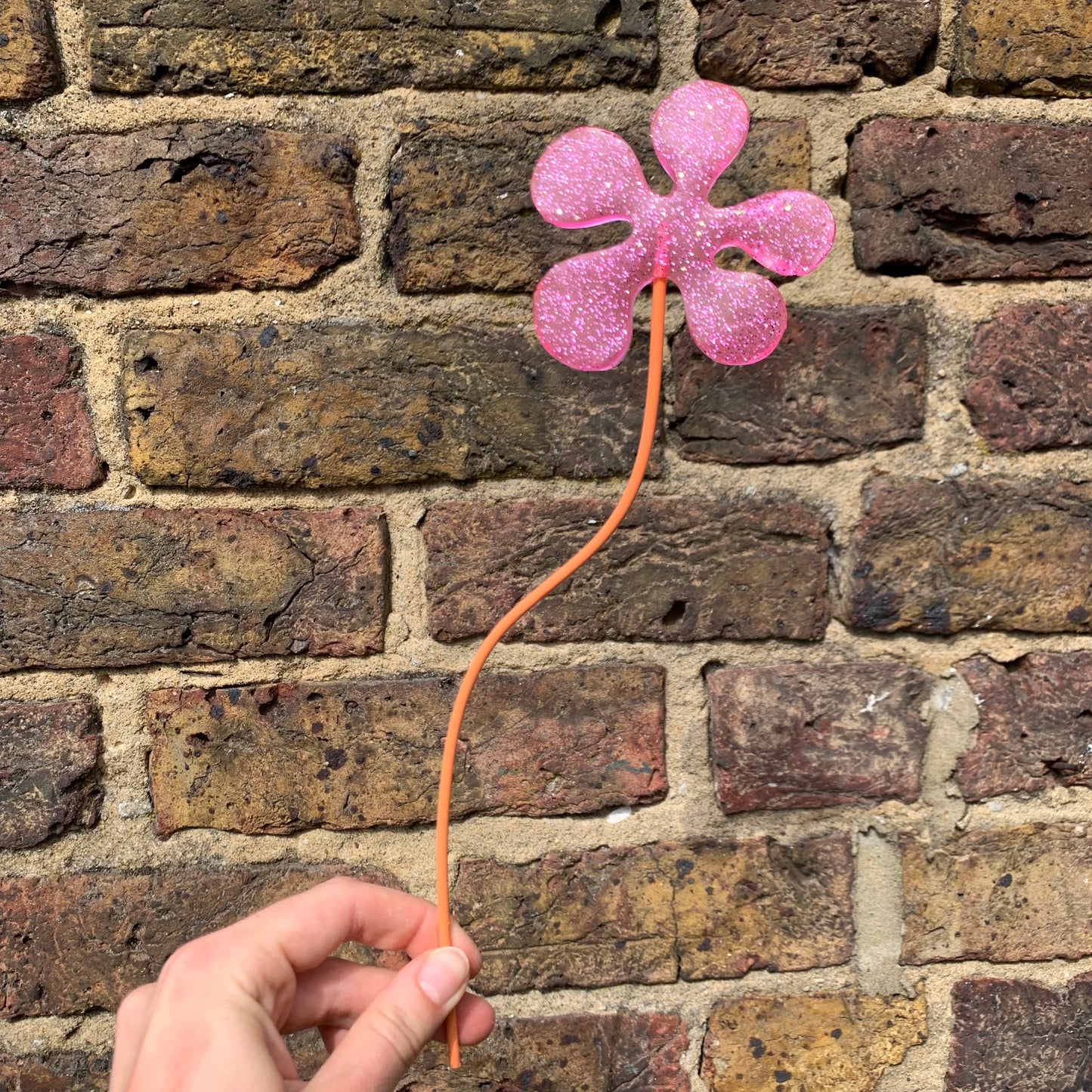 Pink Glitter Flower (Orange Stem)